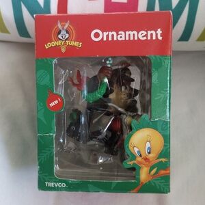 Taz On Motorcycle Looney Tunes  VTG Christmas Ornament  Trevco 1999 Original Box